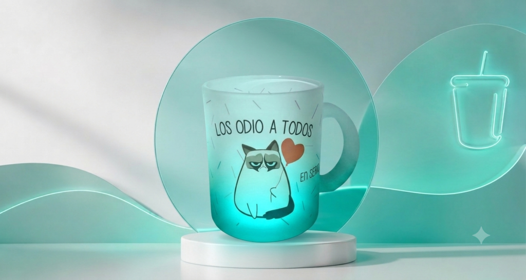 Mug de Vidrio Opalizado Personalizado Esmerilado (11 oz)