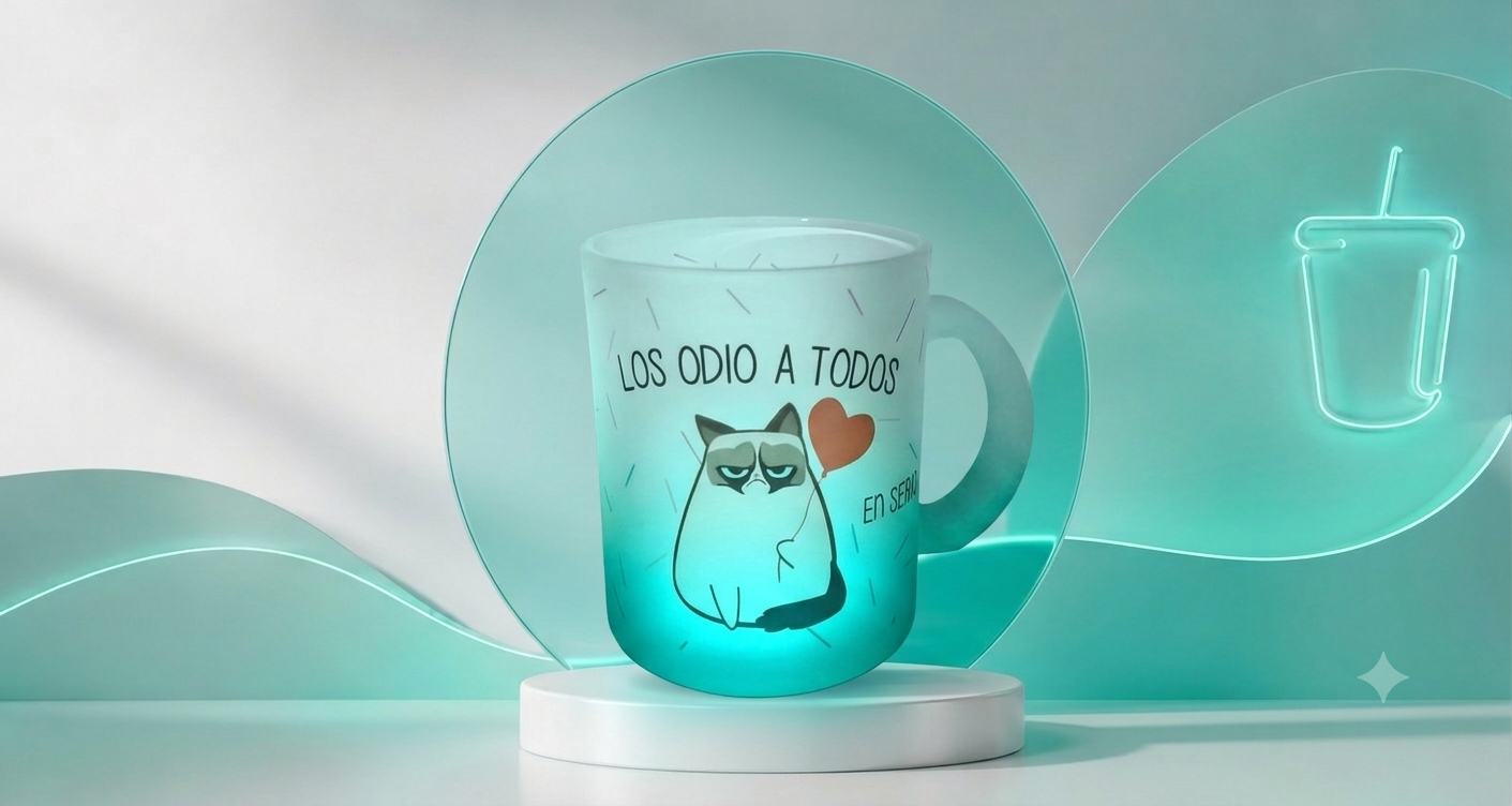 Mug de Vidrio Opalizado Personalizado Esmerilado (11 oz)