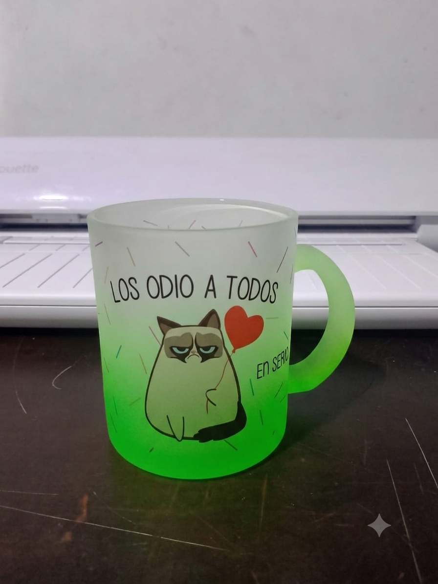 Mug de Vidrio Opalizado Personalizado Esmerilado (11 oz)