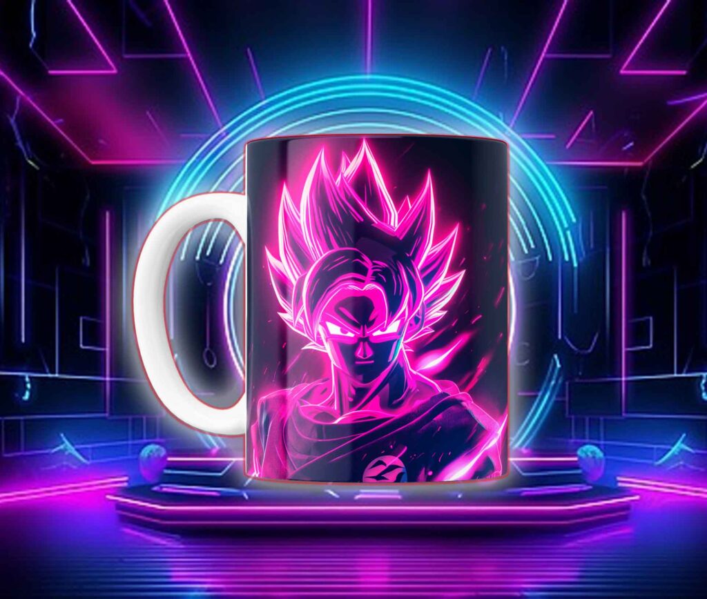 Taza Goku Neón Cyberpunk "Goku Black / Saiyan Rose"